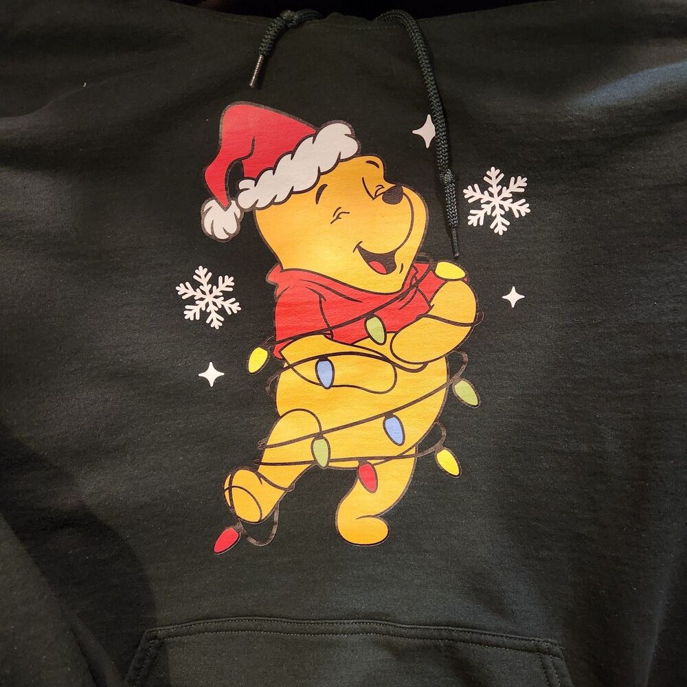 Gildan Disney Winnie The Pooh Christmas Light-Up Hoodie, Dark Green, 2XL - Picture 2 of 8